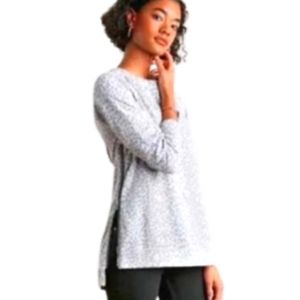 Stella & Dot Grey Leopard Side Zip Pullover Sweater size Small